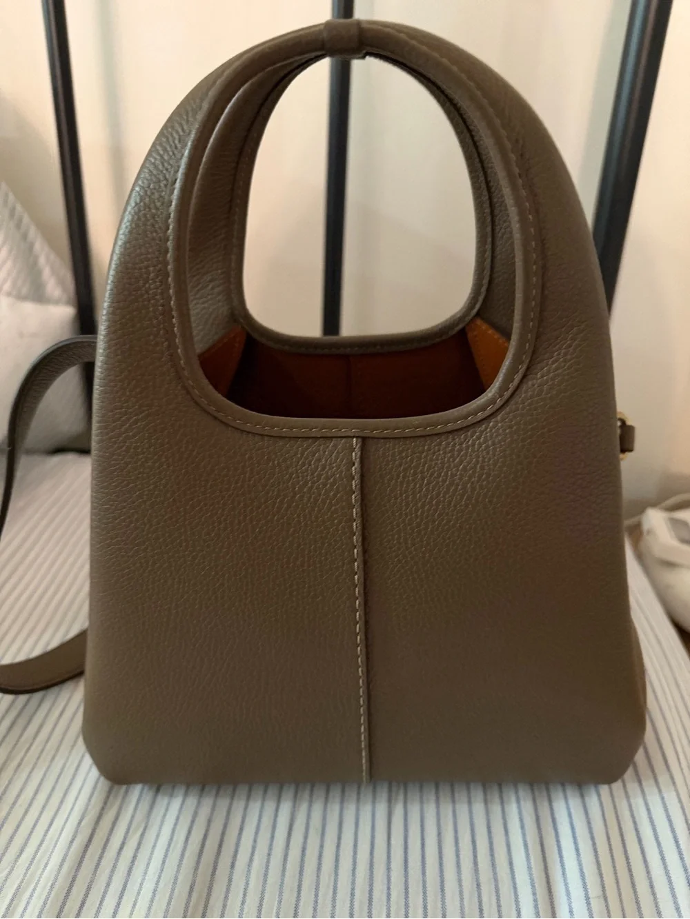 Taupe Leather Top-Handle Women’s Bag